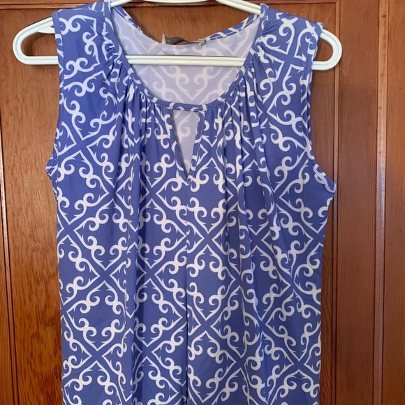 NWT Michelle Parisou Purple and White Sleeveless Tunic Size S - Picture 14 of 14